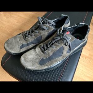 Prada America’s Cup Gray Suede Black Nylon Sneaker